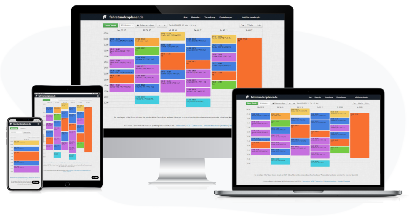 Der Fahrstundenplaner funktioniert auf allen Geräten.